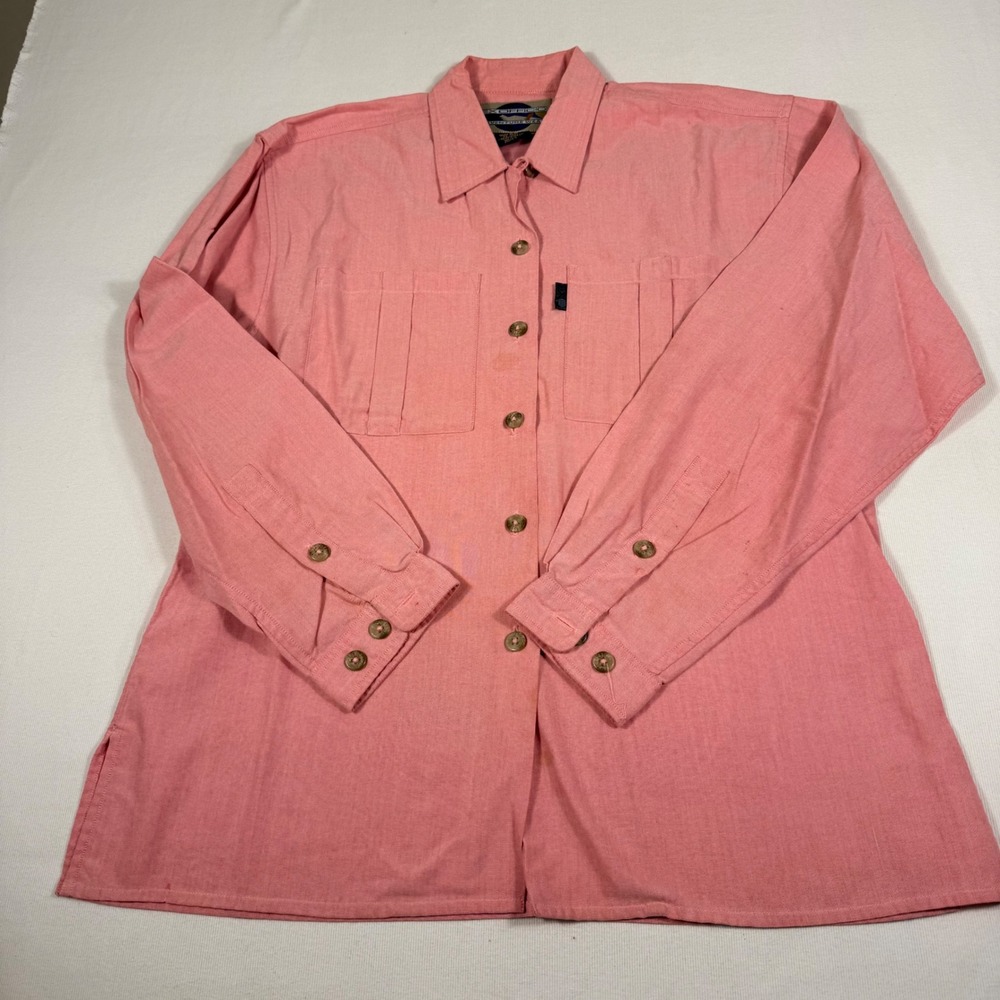ExOfficio Adventure Wear Shirt 10/12 Pink Long Sleeve Button Down Utility Top